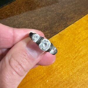 925 Sterling Silver Ring with Three Clear Stones